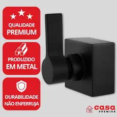 Acabamento Registro Pressão Chuveiro Banheiro 1/4v Preto Fosco 100% Metal Padrão DECA 1/2 e 3/4
