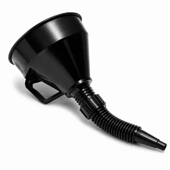 Funil Plástico Com Mangueira Sanfonada Com Alça Automotivo Óleo Combustível Mecânica