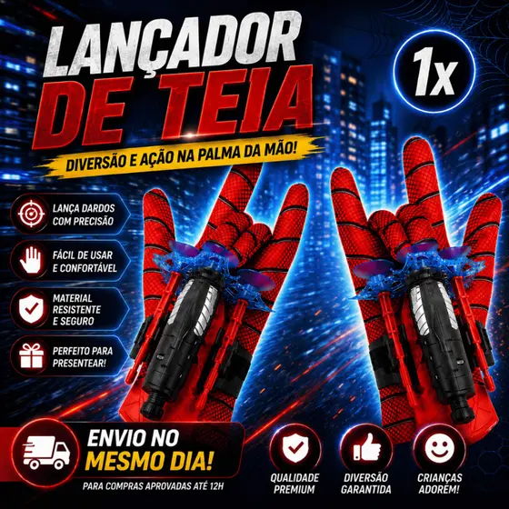 Kit Luva Homem Aranha Lançador De Dardos Teia com Dardos - Brinquedo Menino e Menina