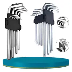 Jogo de Chave Torque Torx + Allen com 18 Peças T10 até T50 Profissional