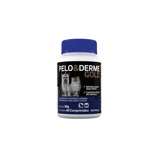 Pelo e Derme Gold 60 Comprimidos Suplemento Pele e Queda De Pelo- Vetnil