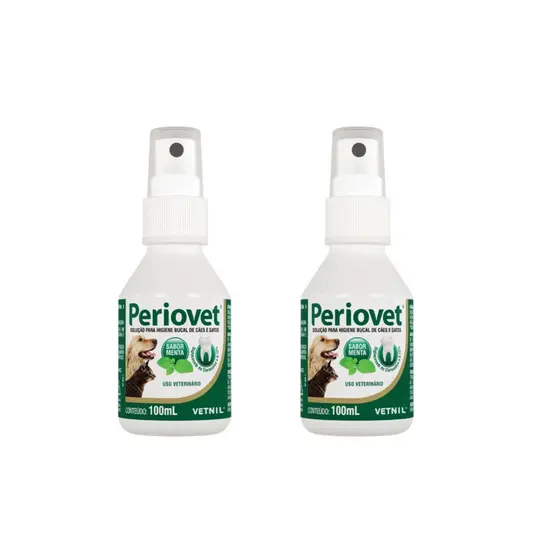 02 Periovet Spray 100 Ml - Vetnil - Tratamento Tartaro Bucal