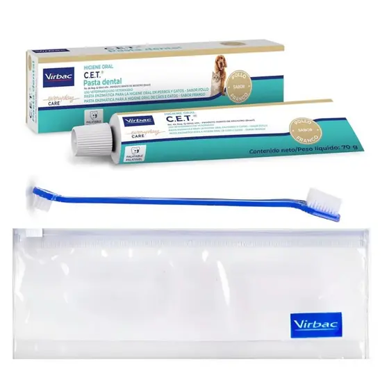 Kit Saude Oral Virbac Pasta CET Escova e Necessaire