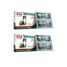 02 Vermífugo Cães e Gatos Vetmax Plus 4 Comprimidos Vetnil