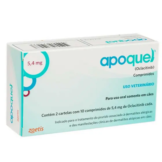 Apoquel Dermatológico Anti Coceira Cães 5,4 Mg 20 Comp 5,4mg