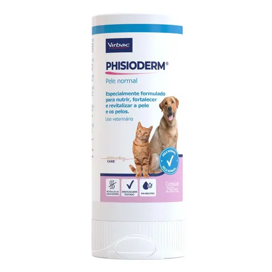 Shampoo Phisioderm Pele Normal 250 ML P/ Cães e Gatos Virbac