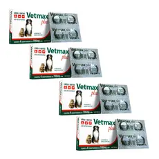 04 CX Vermífugo Cães Gatos Vetmax Plus 4 Comprimidos Vetnil