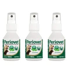 03 Periovet Spray 100ml- Vetnil - Tratamento Tartaro Bucal