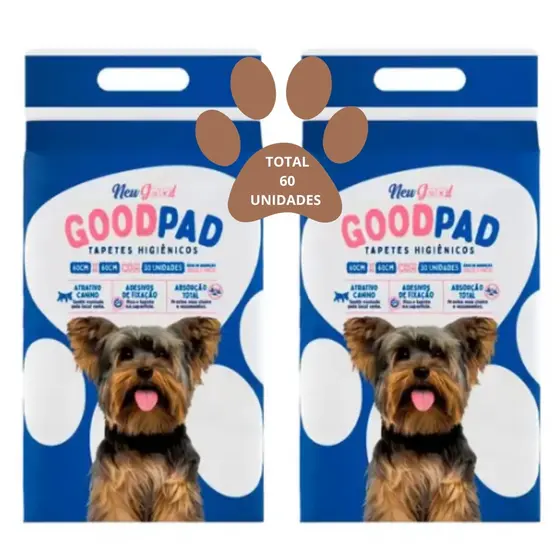 Kit 60 unidades 2 Pacotes Tapete Higiênico 60x60 Good Pad Cães Com 30 Cada Pacote cm Com Petlike
