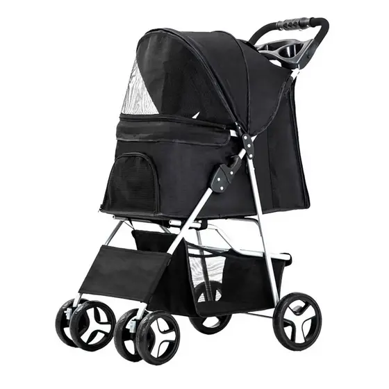 Carrinho Passeio Transporte Gato Cachorro Até 15kg - Preto