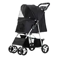 Carrinho Passeio Transporte Gato Cachorro Até 15kg - Preto