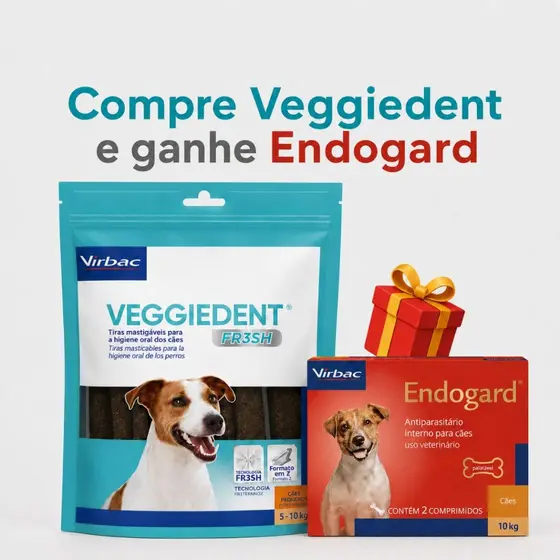 Veggiedent FRESH e Ganhe Endogard 10kg Para Cães Com 2 Comp Saude Oral Cuidado Dente Bafo Mau Hálito