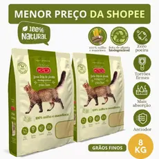 Areia Biodegradável Kadi Grãos Finos Gato 8 KG Grão Cat Bio Milho Mandioca (2 pacotes de 4 kg)