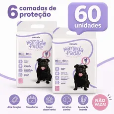 Kit 02 Tapete Higiênico Para Cães Manada Pads Lavanda 80x60cm 30 Unidades