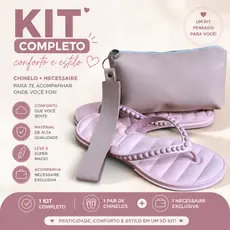 Kit Chinelo Rasteira Feminina Pérola + Nécessaire Elegante Confortável Leve Casual