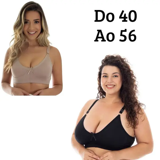Sutiã Reforçado Sustentação Plus Size Liso Sem Arco Sem Bojo Promoção - Sutia N/P