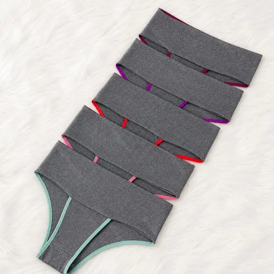 Kit Calcinhas Fitness Cós Alto Duplo Calcinha Seca Barriga Forro Algodão - Paloma