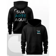 Moletom Personalizado Canguru Com Capuz Com Sua Foto Logo Frase Casaco Blusa De Frio Masculino Feminino Unissex Preto Br