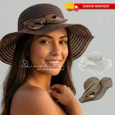 Chapéu Praia Luxuoso Feminino com Laço — Leve, Charmoso e Dobrável NYLON