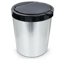 Lixeira Cesto Tipo Inox Com Tampa Click 10 Litros Prata Luxo Banheiro Cozinha Escritório TOY 25670