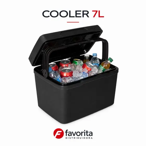 Caixa Cooler Térmica Preta 7L Com Alça Ideal Para Bebida , Alimentos e Etc - TOY 26017