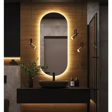 Espelho Oval 70x50cm Decorativo + Led + Touch + Pendurador