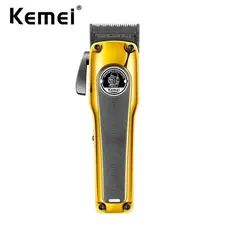 Aparador De Cabelo Kemei Barber Hair Clipper Motor Brushless DLC Fade Blade Sem Fio Recarregável Máquina De Corte Cônico Elétrico