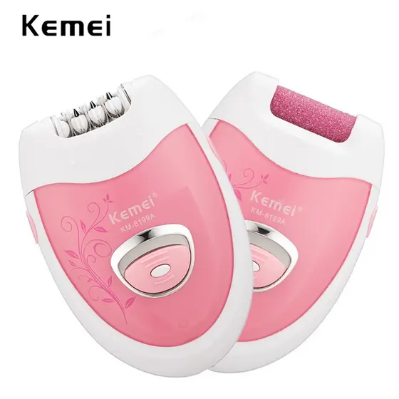Kemei 2 Em 1 Depilador Elétrico Recarregável Removedor De Sem Fio Lady Calos De Pés