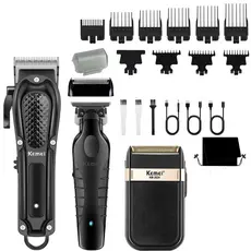 Kemei Profissional Máquina De Cortar Cabelo Dos Homens Sem Fio Barbeiro Trimmer Folha Barbeador Conjunto Recarregável Na