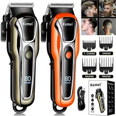 Kemei PG1990 Máquina De Cortar Cabelo Profissional Elétrica Barbeiro USB Recarregável Aparador De Para Homens Display LC