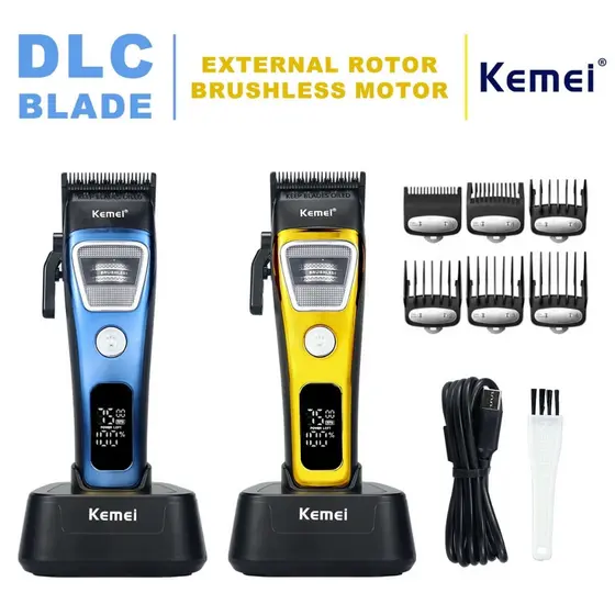 Kemei KM-1911 Máquina De Cortar Cabelo Profissional Para Homens Lâmina DLC Rotor Externo Motor Sem Escova Com Carregador