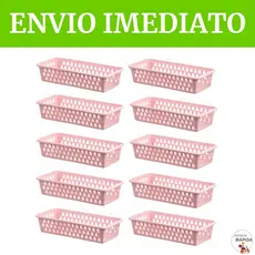 KIT CESTO ORGANIZADOR RETANGULAR CESTINHO MULTIUSO LAVANDERIA BANHEIRO GAVETA PRATELEIRA