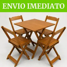 JOGO DE MESA MADEIRA DOBRÁVEL COM 4 CADEIRAS - BAR RESTAURANTE ÁREA GOURMET