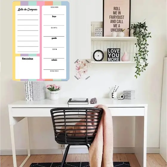 Quadro Lousa Magnética Planejamento Lista de Compras - Mod 2