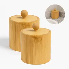 2 Porta Condimentos Bambu com Tampa Saleiro Açucareiro