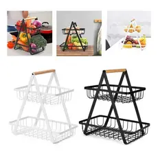 Fruteira Aramada Organizador de Mesa Duplo Cesto pra Cozinha