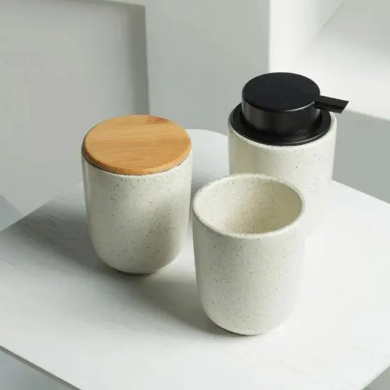 Conjunto de Banheiro 3 Peças Porta Sabão Porta Escova Porta Cotonete Osaka Yoi