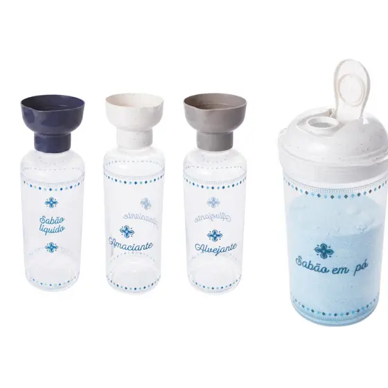 Conjunto Lavanderia Floral Orquídea Porta Sabão Líquido Alvejante Amaciante Sabão Em Pó Cesto