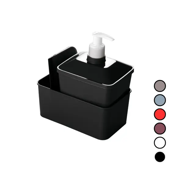 Dispenser Porta Detergente 600 ml com Rodinho de Pia Cozinha Plasútil