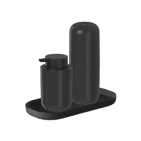 Kit Banheiro Lavabo 3 Pçs Bold Dispenser Porta Escova Bandeja - Ou