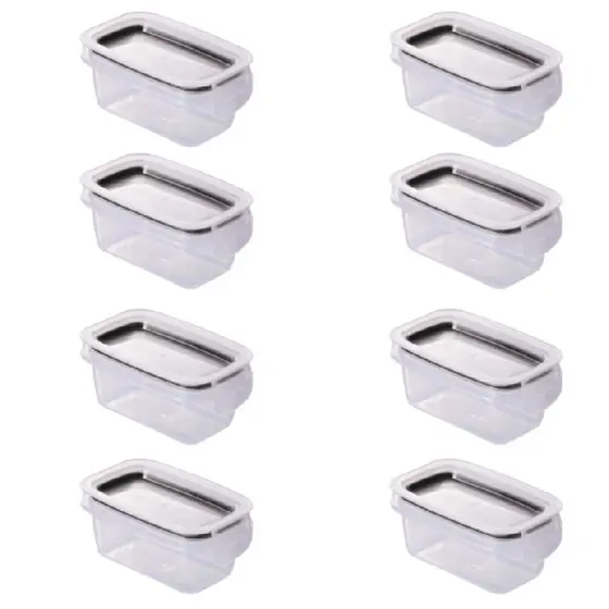 Conjunto 8 Potes 175 ml Hermético Mantimento Trava Mais