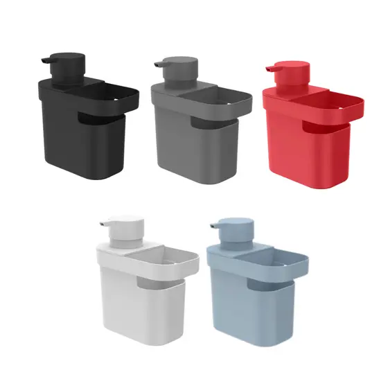 Dispenser de Detergente 650 ml Espaço Para Rodinho Bucha Praticidade Organização Na Pia Ou