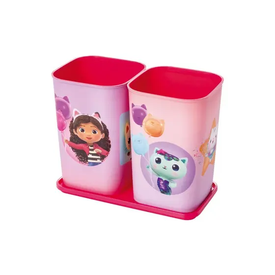 Porta Canetas Casa Mágica Da Gabby 3 Peças C/ Bandeja Porta Treco Lápis Canetinha Desenhos