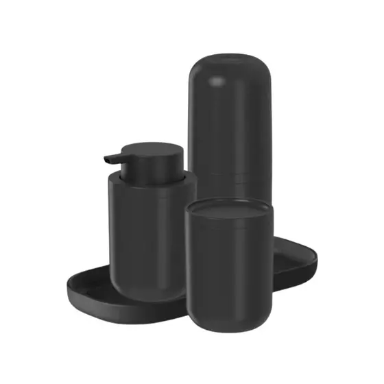 Conjunto Banheiro Lavabo Pia 4 Peças Porta Sabonete Algodão Cotonete Escova Bandeja Bold - Ou