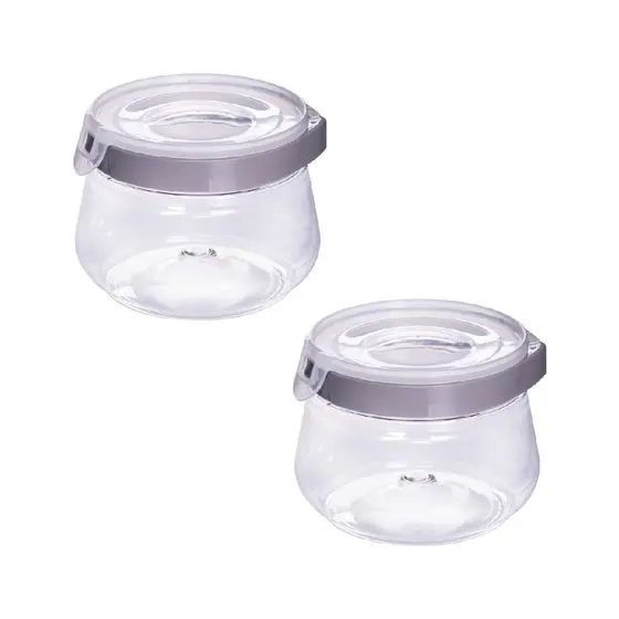 Kit 2 Potes Organizador Hermético Mantimentos Redondo Com Trava Flip
