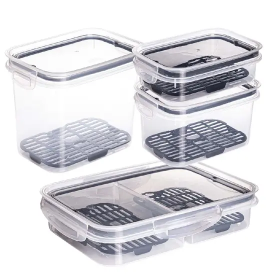 Kit 4 Potes Herméticos Organize Sua Geladeira Porta Frios Frutas Salada