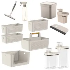 Kit Cozinha E Lavanderia 12 Peças Lixeira Rodinho Cesto Organizador Dispenser