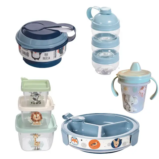 Kit Introdução Alimentar Bebê Alimentação Papinha Prato Caneca Colher 5 peças Infantil