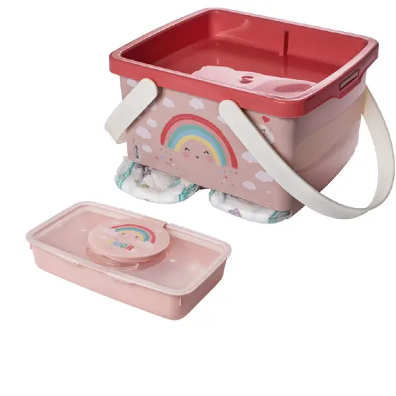 Kit Higiene Porta Fraldas C/ Alça E Porta Lenço Umedecido Infantil Limpeza Bebê Uso Diário Viagem