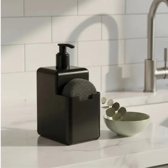 Dispenser de Detergente 500ml Coza e Porta Esponja Sobre a Pia Delicadeza Compacto